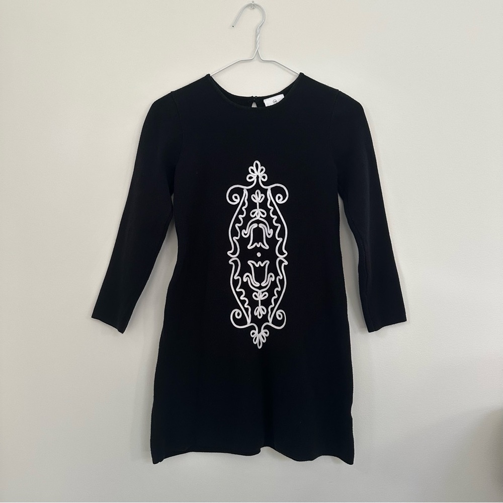 Hanna Andersson 100% Cotton Knit Sweater Dress Black & White  Girls size 10 Xmas